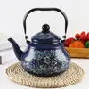 Mugs Blue Peacock Kettle Vintage Enamel Kettles Kitchen High Capacity Home Decor Teapot For Stovetop Accents