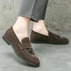 Casual Shoes Daily Slears Männer Faux Wildleder Solid Color Quaste Dekoration Fußabdeckungen Business Classic Large Gry Größen 38-46