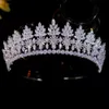 Bijoux de cheveux de mariage luxe aaa cz fleur de fleur couronne cristal pour les filles zircon tiaras coiffe