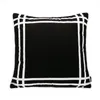 Cubierta a cuadros de almohada 45 45 cm Caja de lanzamiento geométrico Decoración de dormitorio decorativo en blanco y negro