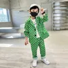 Ensembles de vêtements 2024 Spring Autumn Baby Boys Clothes Set Plaid Gentleman Top Pantal