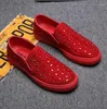 Casual Shoes Men's Summer Black Red Leather Lazy Cool British Style Fashion Sneakers Loafer Men