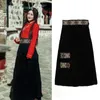 Skirts Classic Black Tibetan Estilo étnico Dispersores de ropa occidental