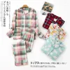 Home Clothing Cotton Flannel Trouser Pajamas Suit For Wear Simple Printed Loose Autumn And Winter Long Sleeve Pant Pyjamas Women Sets