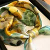 Scarves Natural Real Silk Scarf Flower Printed Foulard Femme Square Head Scarfs Bandana Shawl For Women Hijab Bufandas