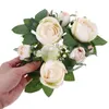 Candlers Rings Piliers Bougies Artificial Leaf Flower Flearpieces Tables Tables Wath the Wreats Rose Wedding Decorations Cérémonie