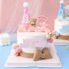 Party Supplies Cartoon Loon Bear Cake Topper Boy Girl First Birthday Decor Decory Soft Rubbery Shower Decoration DIY