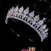 Bijoux de cheveux de mariage luxe aaa cz fleur de fleur couronne cristal pour les filles zircon tiaras coiffe