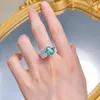 Cluster anneaux printemps Qiaoer 925 STERLING Silver 7 11 mm Cut Cut Paraiba Tourmaline Gemstone Ring pour femmes Bijoux de mariage fin