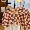 Table Cloth Checkerboard Plaid Round Tablecloth Light Luxury Premium Sense Of Dining Art Coffee Pads Desk Cloths