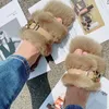 Slippers Station Europeia Luxo feminino Luxo natural Real Mink Hair Fashion Bow Sandals mole ousada Fall 2024