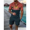 Men'S Polos Mens S Summer Hawaii 3D Print Shirts Shorts Sets Fashion Oversized Short Sleeve Shirt Pants Set Suits Man Tracksuit Clothi Otx1A