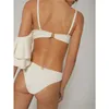 Swimwear White White deux pièces Bikini maillot de bain et jupe pour les femmes 2024 Fleur 3D Femelle haute taille Biquini Bathing Bathing