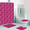 Mattes de bain 4pcs petites étoiles rouges banyo paspas de salle de bain tapis de toilettes de toilette ensemble non glissement tapis salle de bain alfombra bano