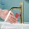 Badrumsvaskar kranar oxg ljus gyllene bassäng kran smart sensor kallt vatten stöder bara induktionsarbete/manuellt arbete