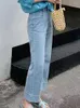 Jeans pour femmes circyy femmes hautes taies de jean taille en denim décontracté la longueur de cheville 2024 lâche zipper la jambe large