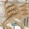 Crystal Lamp stiletto häl sandaler för kvinnors sko Rene Caovilla Cleo Rhinestone Studded Snake Strass Shoes Luxury Designers 9,5 cm High Heeled Sandal With Box