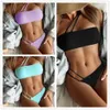 2024 New Womens Solid Color One Shoulder Bra Sexy Multi Color Bikini Swimsuit Womens Swimsuit