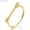 Charm Bracelets Fashion Horseshoe Screw Cuff Gold Color Stainless Steel s Bangles For Women Wholesale L46