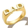 Cluster anneaux mode Gold plaqué lettres brillantes en acier inoxydable pour femmes hommes maman sis papa bijoux polonais de haute qualité