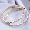 Boucles d'oreilles de goujon 50 mm Big Hoop pour les femmes Girls Circle Crystal Rhinestone Gold Silver Color Round Oreing Party Gift