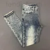 Designer de jeans masculino 2024 nova marca de moda em relevo Slim Fit Feet Small Petes High Impresso Branco Azul Long Pants 2N48