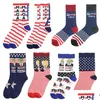 Party Favor Trump 2024 Chaussettes Rendre l'Amérique à nouveau bas pour adts pour femmes hommes Coton Sports Drop Livraison Home Garden Festive Supplies Dhvkf