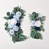 Decorative Flowers Faux Wedding Arch Flower Kit Boho Gray Rose Blue Eucalyptus Garland Curtain Backdrop Decoration Welcome Sign