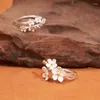 Cluster Rings Real S925 Sterling Silver Adjustable Ring Forget-me-not Flower For Woman And Lover Present Fishion Jewelry