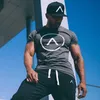 T-shirts masculins pour hommes Gym d'été compression serre homme lettre imprimée à manches courtes t-shirt sportif fitness coton coton top occasionnel vêtements masculins 2445