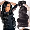 Hårflekar Brasilianska mänskliga Remy Virgin Body Wave väver obearbetade tillägg Naturlig färg 100g/bunt dubbel 3bunds/parti dropp del dhse1