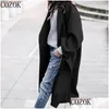 Women'S Wool & Blends Womens Winter Coat Leisure Long Pure Color Warm Kee Woolen Clothes Women Clothing Drop Delivery Apparel Outerwea Dh4Ay