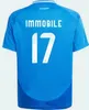 2024 25 Italys Soccer Jerseys Italian Jersey Scamacca Immobile Chiesa Football Shirts Raspadori Jorginho Verratti Maglia Kit de l'équipe nationale de l'Italiana Kit