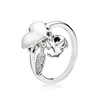 Cluster Rings 925 Original Sterling Silver Pan Ring Bow Flower Heart-shaped Female Personality Charm For Women High Quality Jewelry