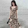 Summer Womens Wear 2024 New High End Kikyu Tea Break French Black Fragmentered Flower Dress Fairy Long Dress