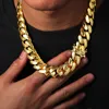 Hip Hop Jewelry 20mm Heavy Luxury 18K Real Gold Plated Custom Solid Cuban Miami Cuban Link Chain Necklace For Men Wholesale240327