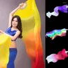 Decorative Figurines Length Woman Belly Dancing Fan 150cm Gradient Color Dancer Practice Dance Props Imitation Silk