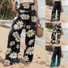 Damesbroek Floral Print Casual Women Losse Wide Been Elastic High Taille Comfty en Breath Stretch Summer Beach Athletic Trousers