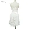 Och 2024 European American Fashion Summer New Women's White Floral Wrap Chest Hollowed Out Puffy Sleeveless One Line Collar Elegant aftonklänning