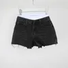 Elastische verbindingsbrief voor damesdruk Hoge taille Denim jeans shorts SML