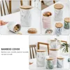 Storage Bottles Marble Pattern Jar Ceramic Loose Leaf Tea Tank Candy Cookie Container With Airtight Lid For