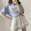 2024 Korean Fashion White en dentelle Mini jupe pour femmes fille Aline Short Kawaii mignon Preppy Style Student High Waist Vêtements 240323