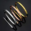 Braccialetti di fascino da 4 mm sottili bracciali d'argento per donne uomini titanio acciaio 18k cacciavite in oro s rs rs no box 16-19 cm L46