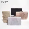 Evening Bags Fashion Satin Box Bag Party Clutch For Women Chain Shoulder Crossbody Elegant Pleated Formal Handbag