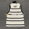 Designer Lapel Knit Vest Stylish Black White Striped Knitted Vest With Buttons Women Knits Tee Summer Breathable Sleeveless Knit Tops