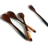 Ensembles de vaisselle 1/2 / 4pcs Copsticks à couteau à fourche en bois Fil