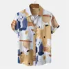 Casual shirts voor heren 3D Drukplanten Bladeren Hirt Summer Street Korte mouwen Rapel Blouse Hawaiiaanse bloem aloha mannelijke tops