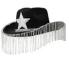 Bérets Cowboy Chapeaux pour proms Diamond Fringes Hat Hat Woman Model Show Glitter Drop