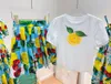 2024 Fruit Girls Short Letter Shet Girls Fruty Outfits Abbigliamento estivo Abito per bambini Cine Novità per bambini Abbigliamento per bambini