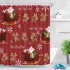 Shower Curtains Christmas Cartoon Santa Claus Printed Decorative Curtain Dry Wet Separation Bathroom Partition Waterproof